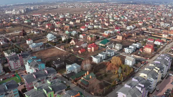 Drone Flight Over Cottages, Duplexes and Multi-family Homes at Day Time