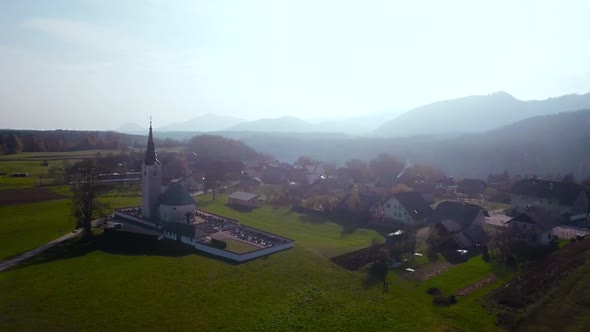 Rotating Drone Shot of Murren a Traditional Walser Mountain Village in the Bernese Highlands of