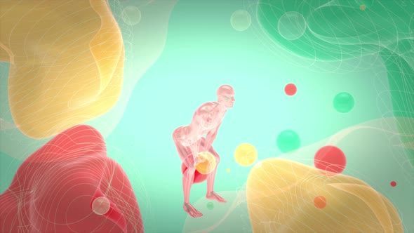 4K 3D abstract man doing kettlebells alt