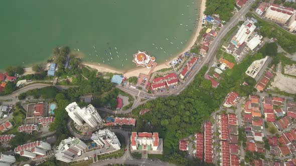 Aerial view floating mosque near sea coastal