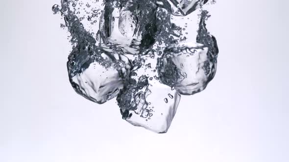 Ice cube in water, Slow Motion