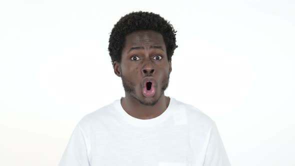 African Man Rejecting and Disliking, White Background