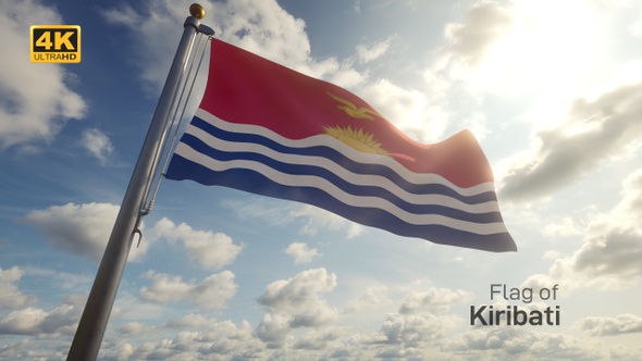 Kiribati Flag on a Flagpole - 4K