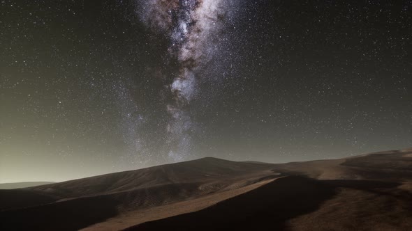 Amazing Milky Way Over the Dunes Erg Chebbi in the Sahara Desert alt