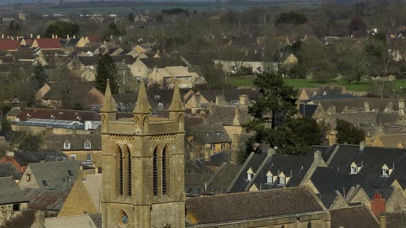 Old English Stone Church Broadway Village Worcestershire UK Aerial View St Michael And All Angels C