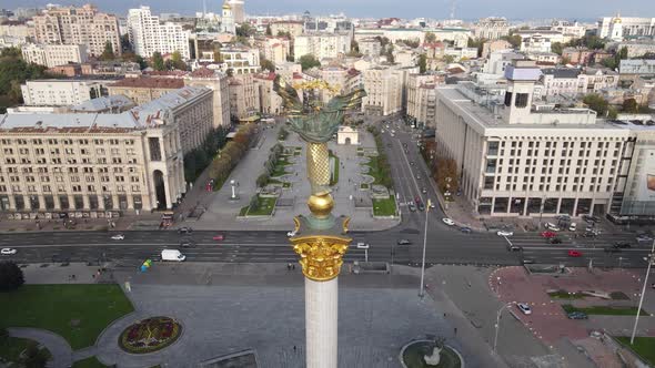 The Symbol of Kyiv, Ukraine - Independence Square Aerial View, Slow Motion