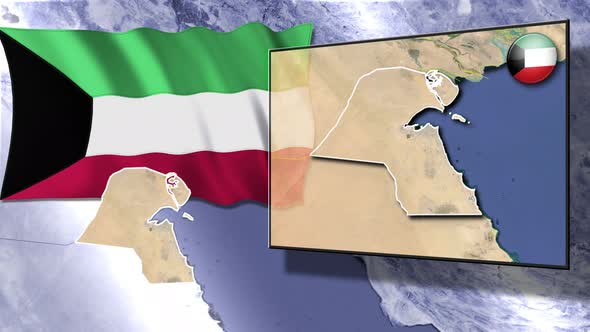 Kuwait Flag And Map Animation