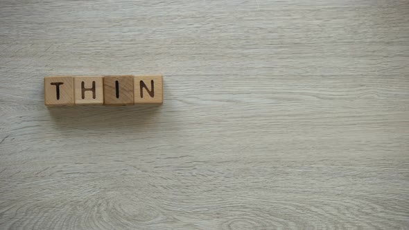 Think Green, Woman Making Phrase of Cubes, Female Hands Holding Plant, Nature