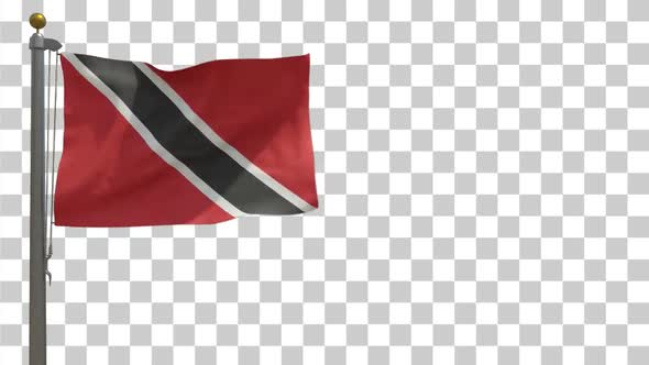 Trinidad and Tobago Flag on Flagpole with Alpha Channel