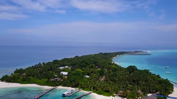 Aerial view seascape of seashore beach by blue sea and sand background