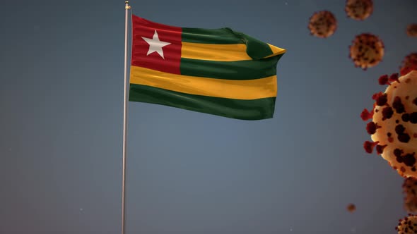 Togo Flag With Corona Virus Attack 4K alt