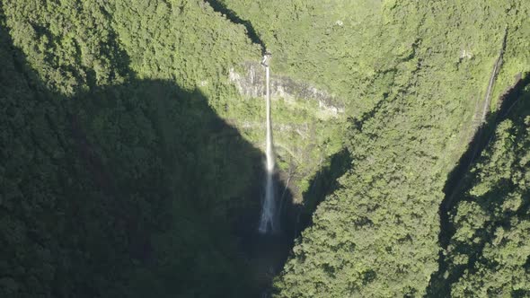 Aerial view of Cascade de La Grande Ravine, Reunion.