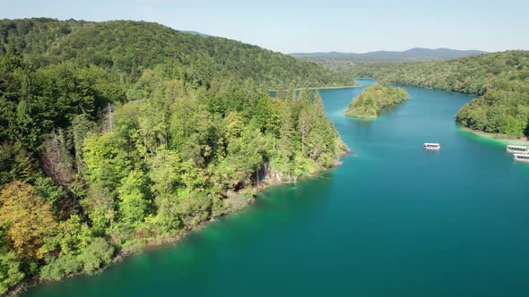 Aerial View of the Plitvice Lakes in the National Park of Croatia Clean Nature