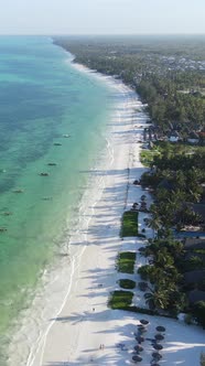 Tanzania  Vertical Video of the Ocean Near the Coast of Zanzibar Slow Motion