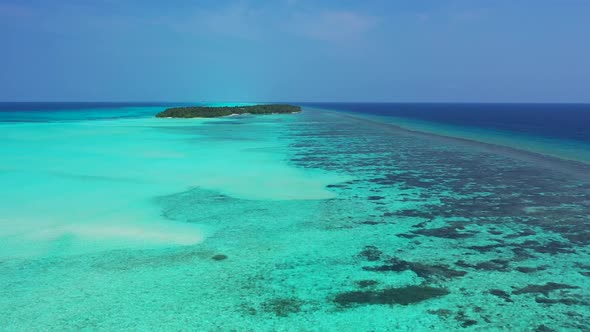 Aerial view nature of tropical lagoon beach lifestyle by blue sea with white sand background of a da