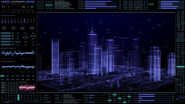  HUD 3D Hologram Skyscraper Digital Futuristic Element