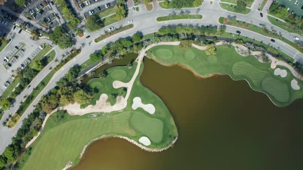 Prestige Residential Neighborhood with Private Lake, Green Golf Course  Aerial