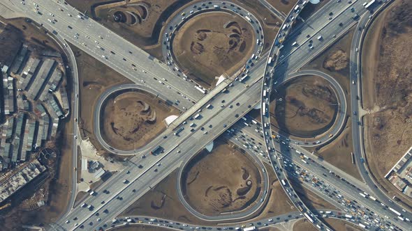 Crossing Roads By Air Aerial View of the Roundabout