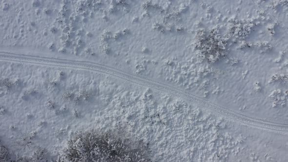 Ascending over idyllic scene by winter 4K drone video