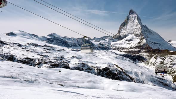 Beautiful Footage of the Famous Zermatt Ski Resort with the Iconic Matterhorn Peak