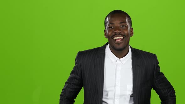 African American Wonderful Guy, His Smile Conquers All, and Laughter Is Contagious. Green Screen