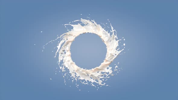 Milk spinning around itself splashing out.