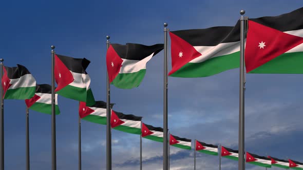 The Jordan Flags Waving In The Wind  - 4K