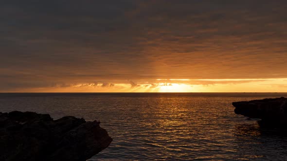 The sunset over the Mediterranean sea