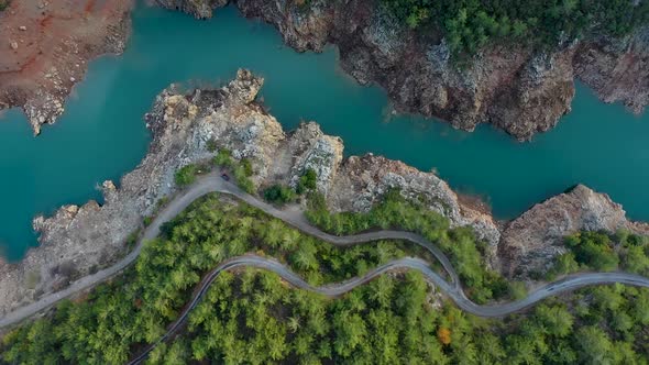 Mountain River High in the Mountains Aerial View 4 K