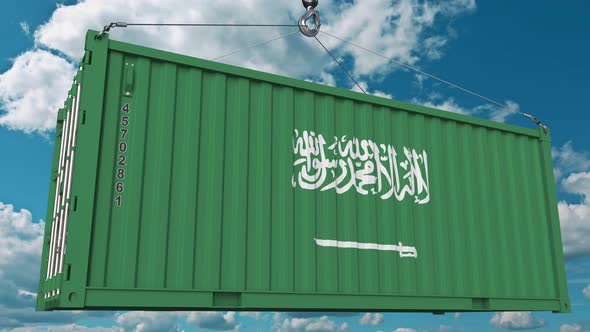 Cargo Container with Flag of Saudi Arabia alt