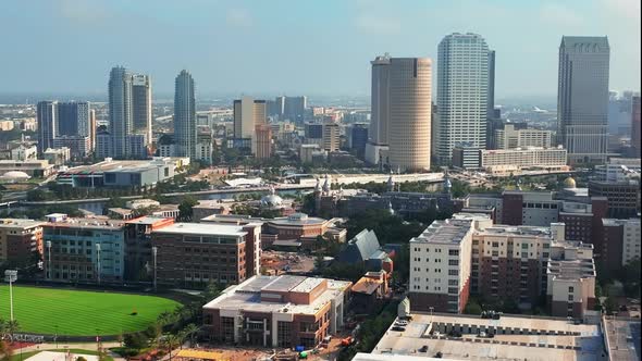 Flying over the grounds of University of Tampa Florida