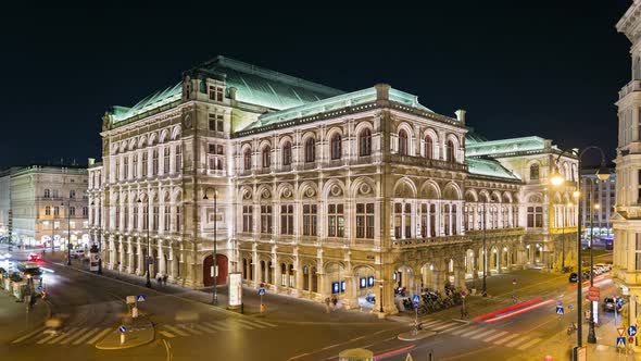 Vienna State Opera Night Timelapse, Austria