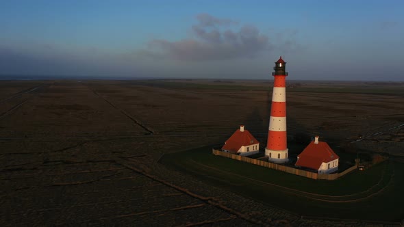 Lighthouse at Sunset, Aerial View