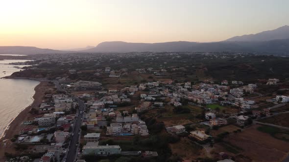 Panoramic Aerial View From Above of the City of Chania Crete Island Greece