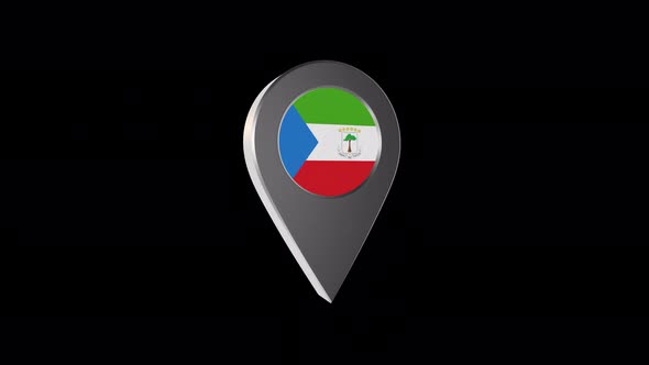 3d Animation Map Navigation Pointer With Equatorial Guinea Flag With Alpha Channel  - 4K