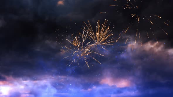 Firework display against sky and cloud 4k