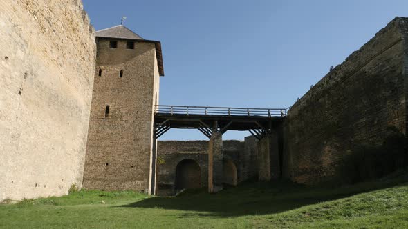 Ditch and bridge at Khotyn Fortress