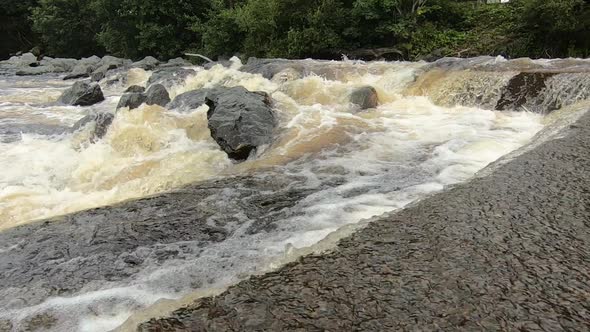 Forces of nature flooding at Rapid river Wicklow Ireland