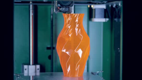 Orange Vase Printed on a 3D Printer.