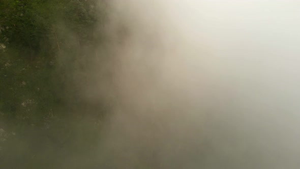 Foggy Panorama of the Mountain Green Ridge