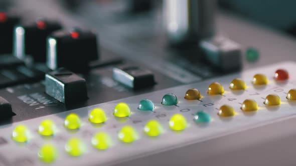 LED Indicator Level Signal on the Sound Mixing Console or Dj Console