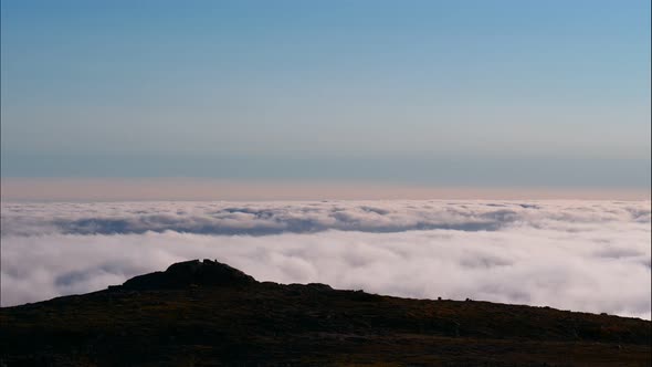 Clouds over Mountain Peak. Serra da Estrela, Portugal. Timelapse