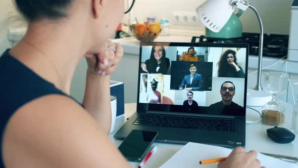 People Work Via Videocall While Staying Home During Pandemic. Zoom, Videocall , Video Conference