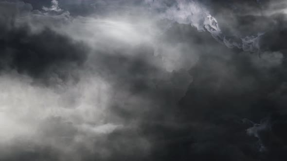 4K  thunderstorm inside a thick  cumulus cloud in dark sky