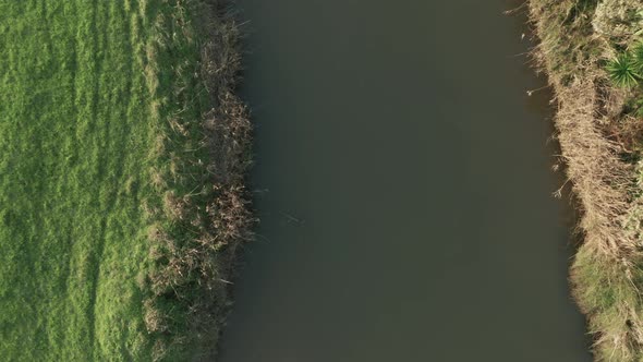 Top View Of Alcobaca River In Nazare, Portugal - aerial drone shot