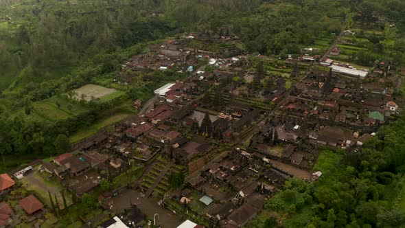 Aerial View of Tourists and Local People at the Besakih Temple in Bali Indonesia