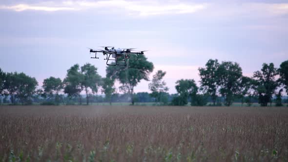 Agro Drone Pesticide Sunset