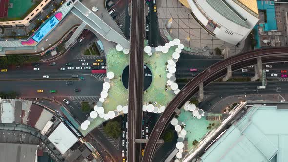 Skywalk Aerial View in MBK, Bangkok, Thailand