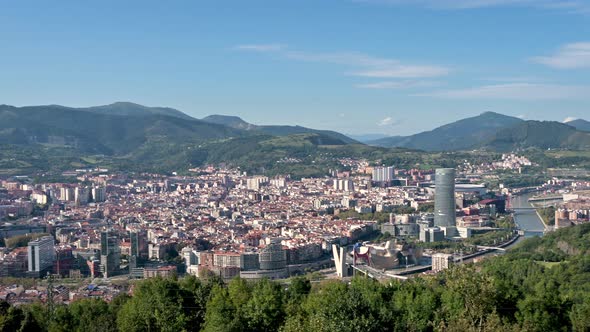 Panoramic View of Bilbao City Skyline Biscay Basque Country