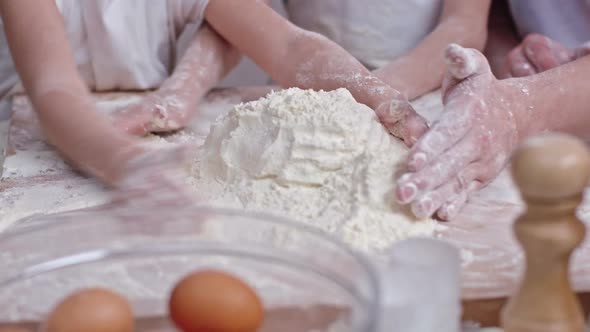 Forming Pile of Flour